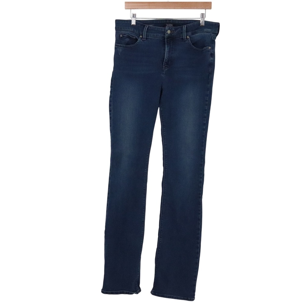 NYDJ Jeans Womens 14 Billie Mini Bootcut Blue Lift Tuck Long Excellent